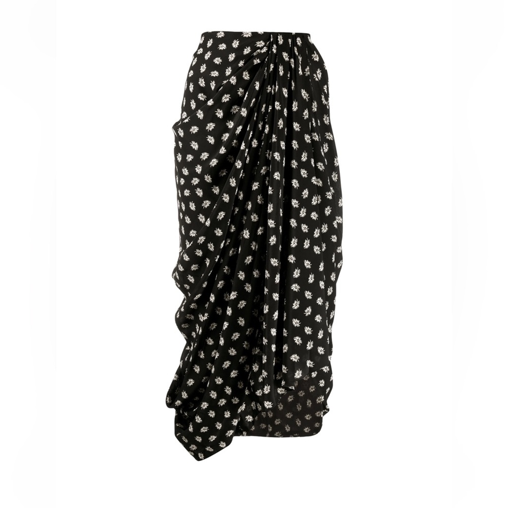 ISABEL MARANT Candice Draped Floral-print Silk-crepe Midi Skirt, Size 36